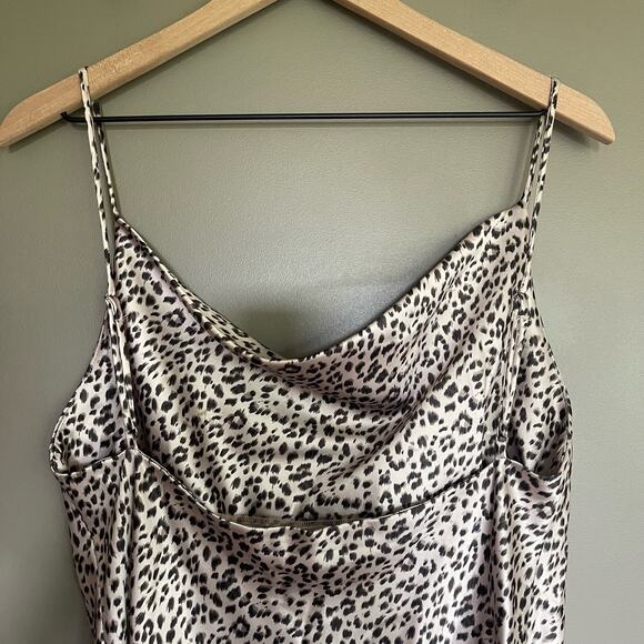 PRINCESS POLLY LEOPARD BETTA VANORE MINI DRESS Size 6 Silky Slip Dress Cream Tan - Picture 12 of 16